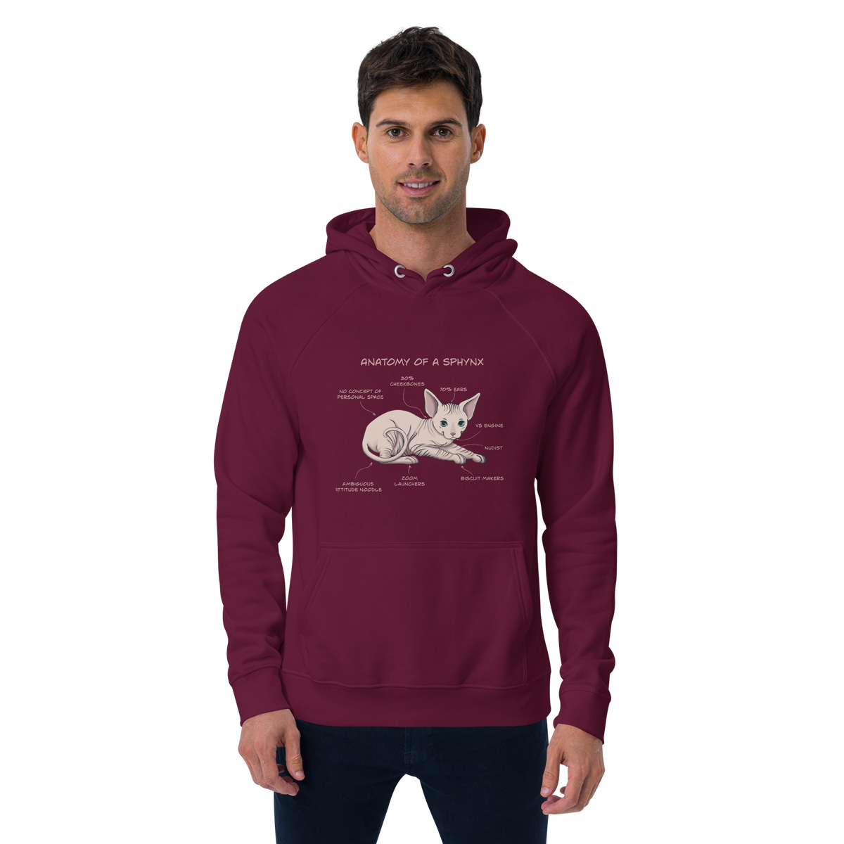 "ANATOMY OF A SPHYNX" UNISEX ECO HOODIE by ReNewedPet