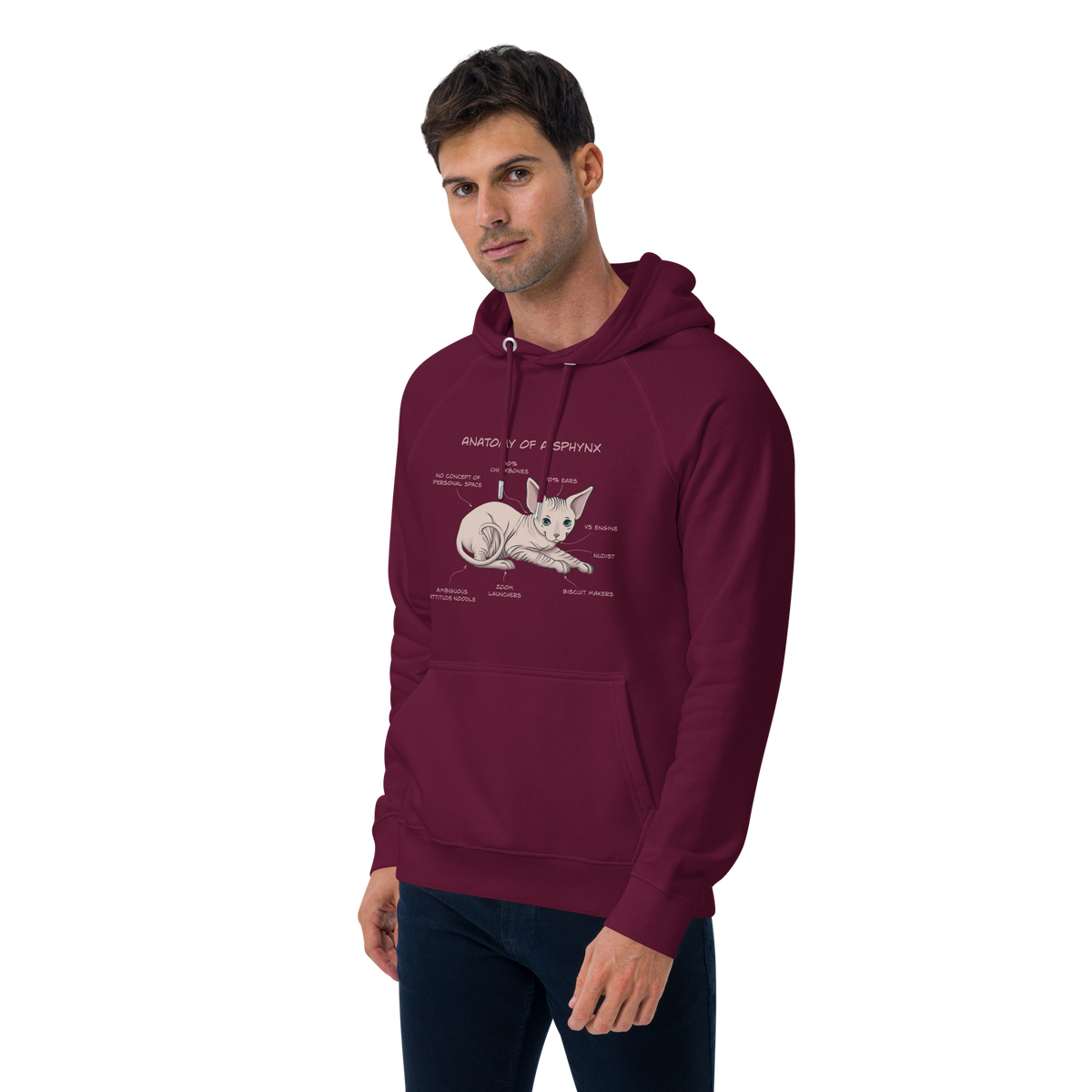 "ANATOMY OF A SPHYNX" UNISEX ECO HOODIE by ReNewedPet