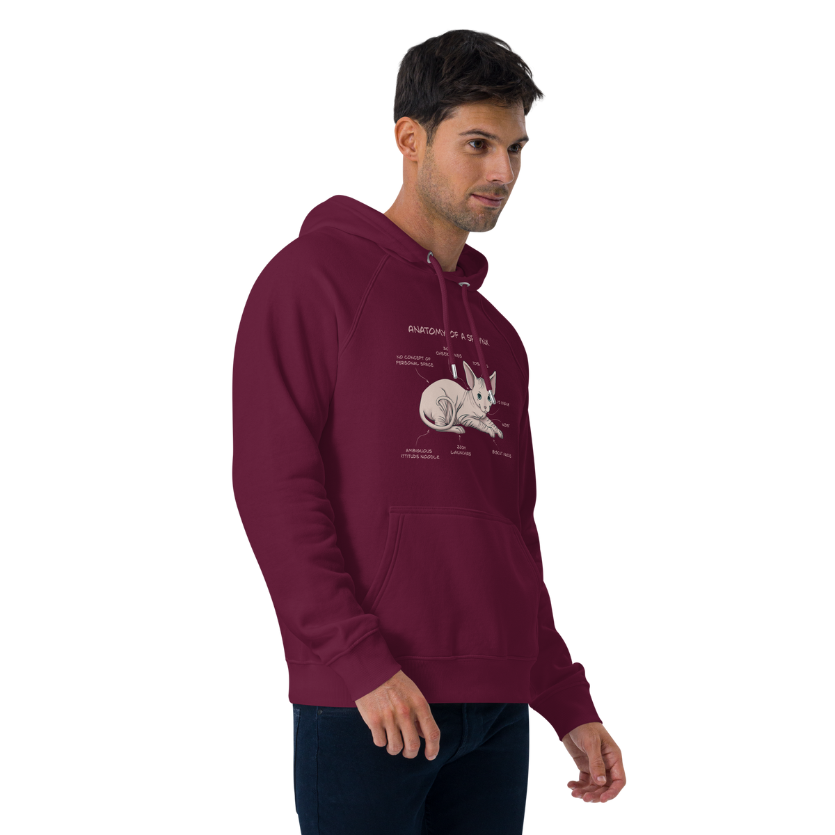 "ANATOMY OF A SPHYNX" UNISEX ECO HOODIE by ReNewedPet