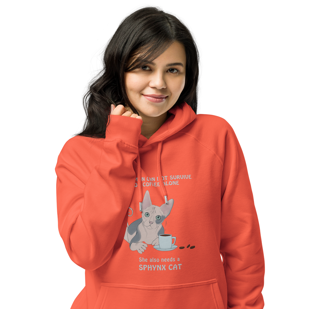 "WOMAN CAN'T SURVIVE ON COFFEE ALONE" ECO HOODIE by ReNewedPet