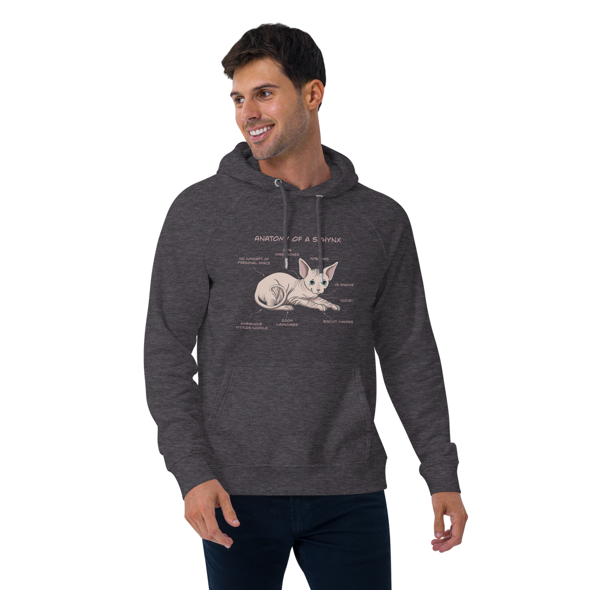 "ANATOMY OF A SPHYNX" UNISEX ECO HOODIE by ReNewedPet