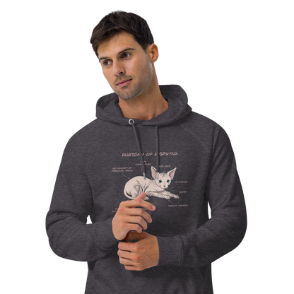 "ANATOMY OF A SPHYNX" UNISEX ECO HOODIE by ReNewedPet