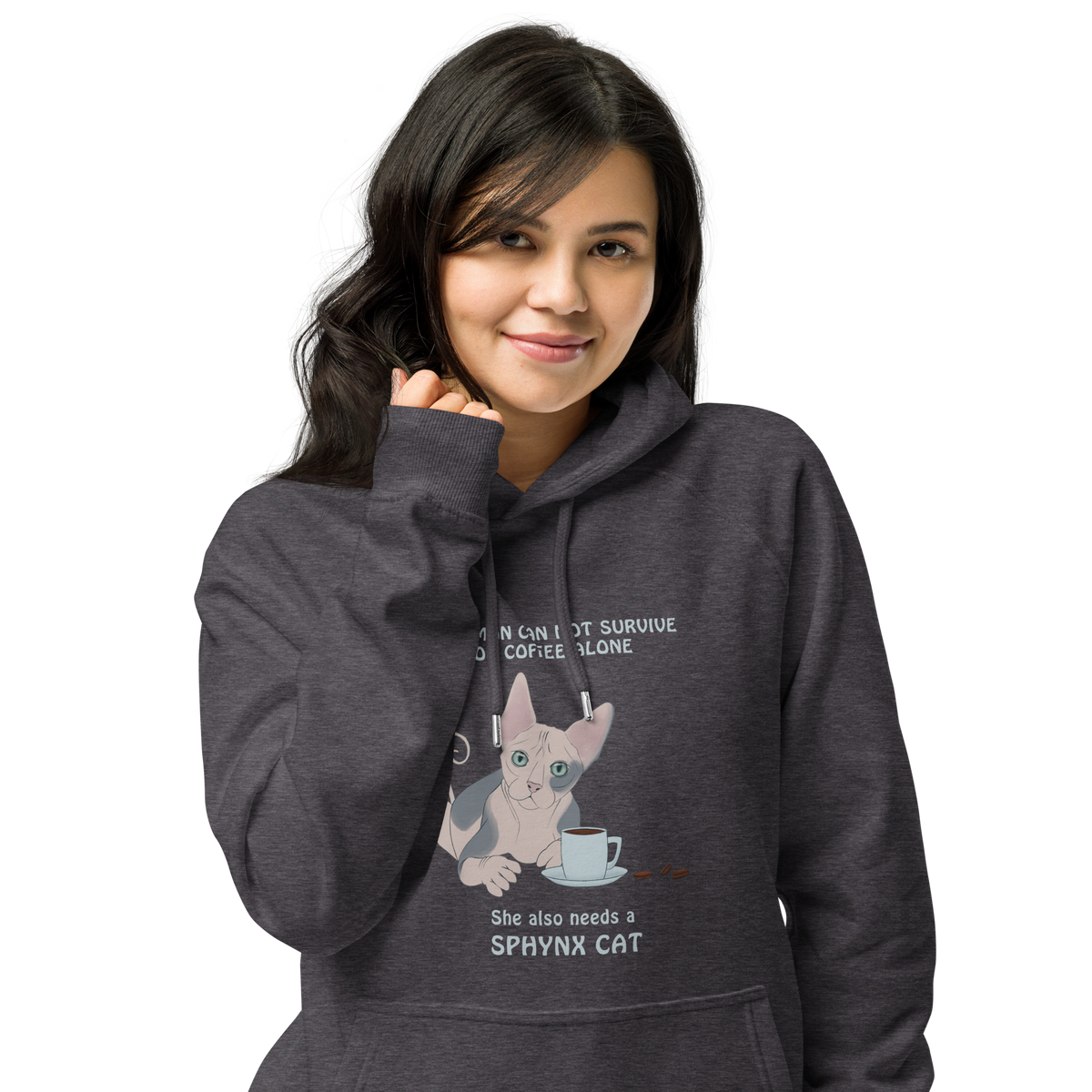 "WOMAN CAN'T SURVIVE ON COFFEE ALONE" ECO HOODIE by ReNewedPet