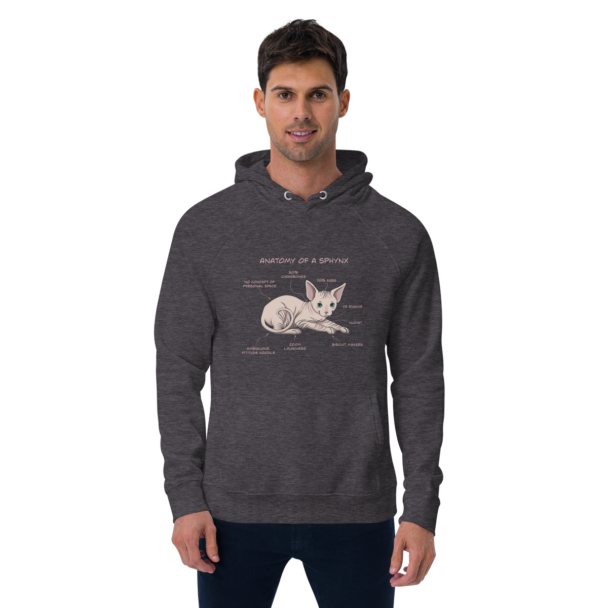 "ANATOMY OF A SPHYNX" UNISEX ECO HOODIE by ReNewedPet