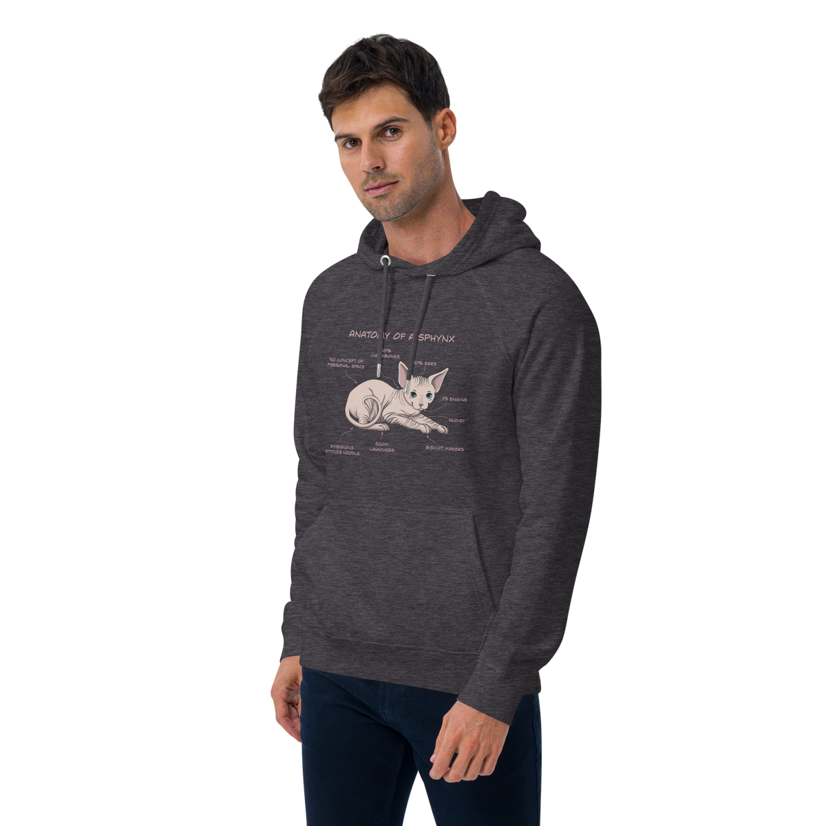 "ANATOMY OF A SPHYNX" UNISEX ECO HOODIE by ReNewedPet