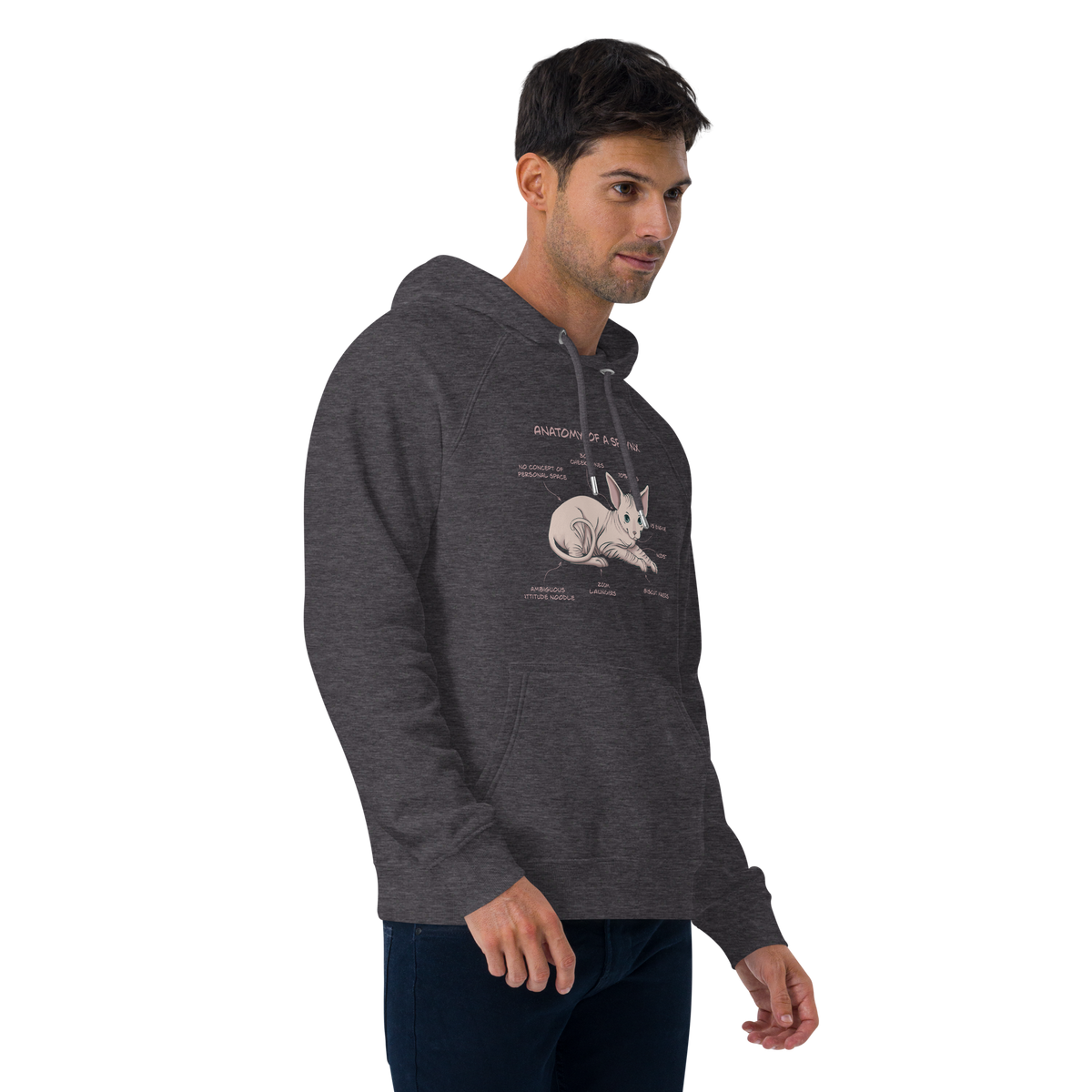 "ANATOMY OF A SPHYNX" UNISEX ECO HOODIE by ReNewedPet