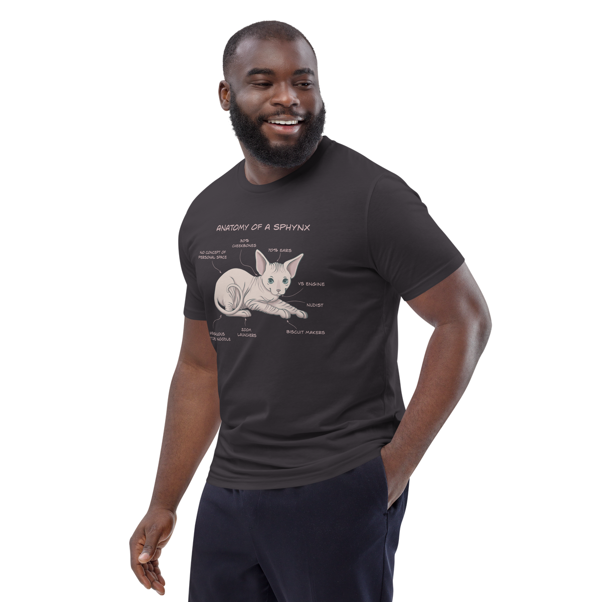 "ANATOMY OF A SPHYNX" UNISEX ORGANIC TEE by ReNewedPet