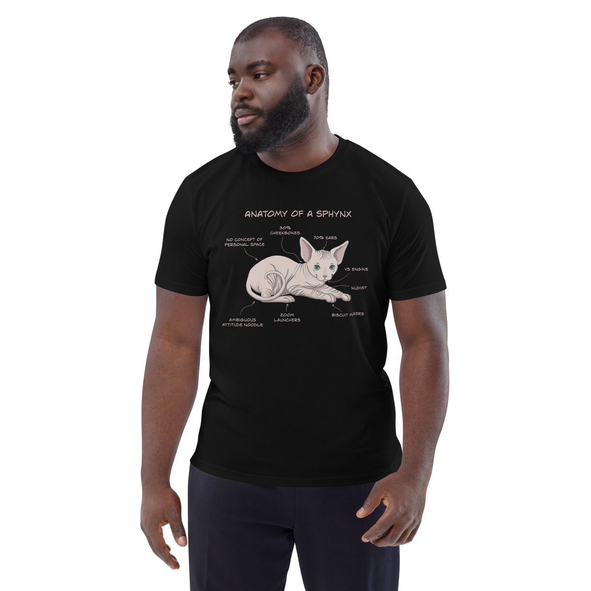 "ANATOMY OF A SPHYNX" UNISEX ORGANIC TEE by ReNewedPet