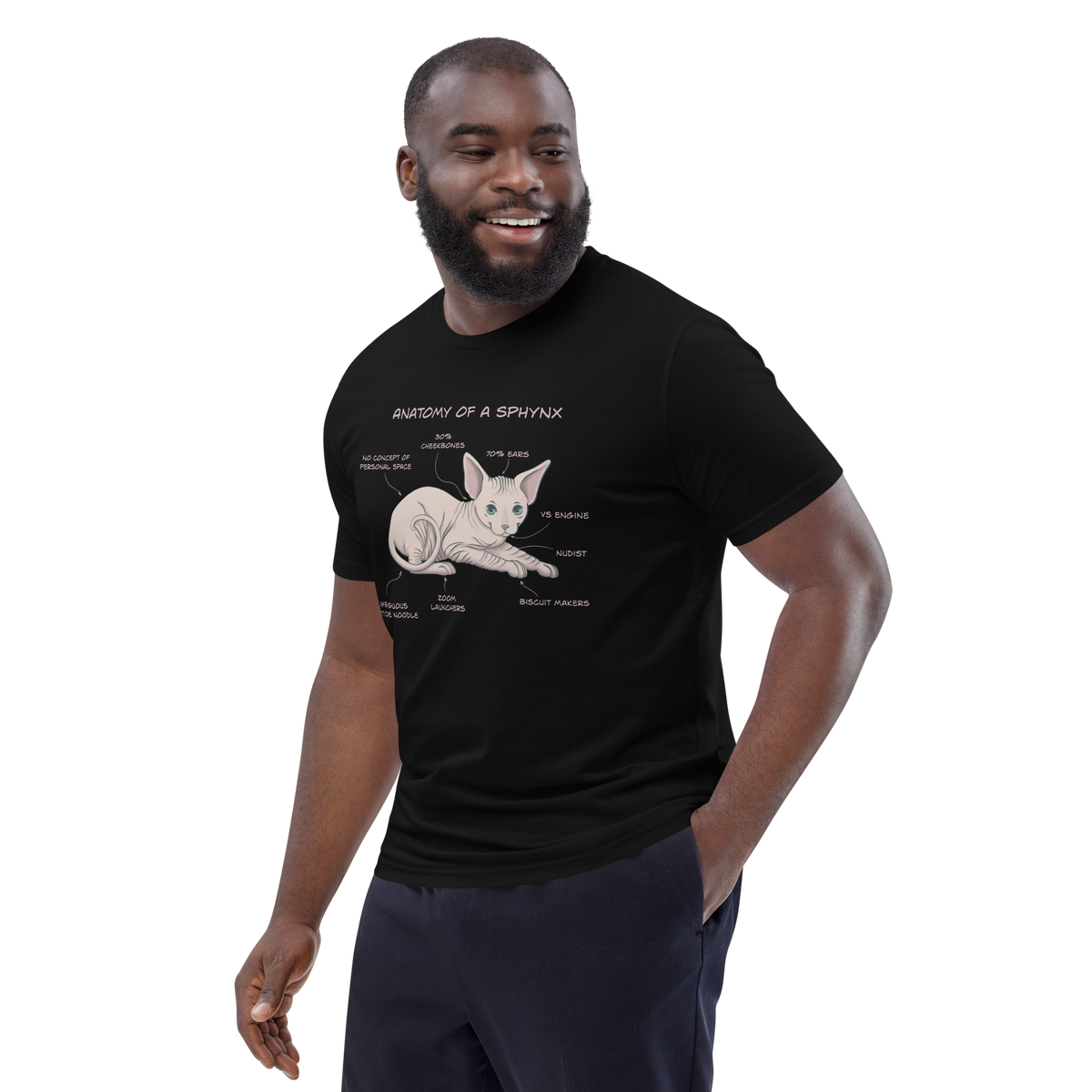 "ANATOMY OF A SPHYNX" UNISEX ORGANIC TEE by ReNewedPet