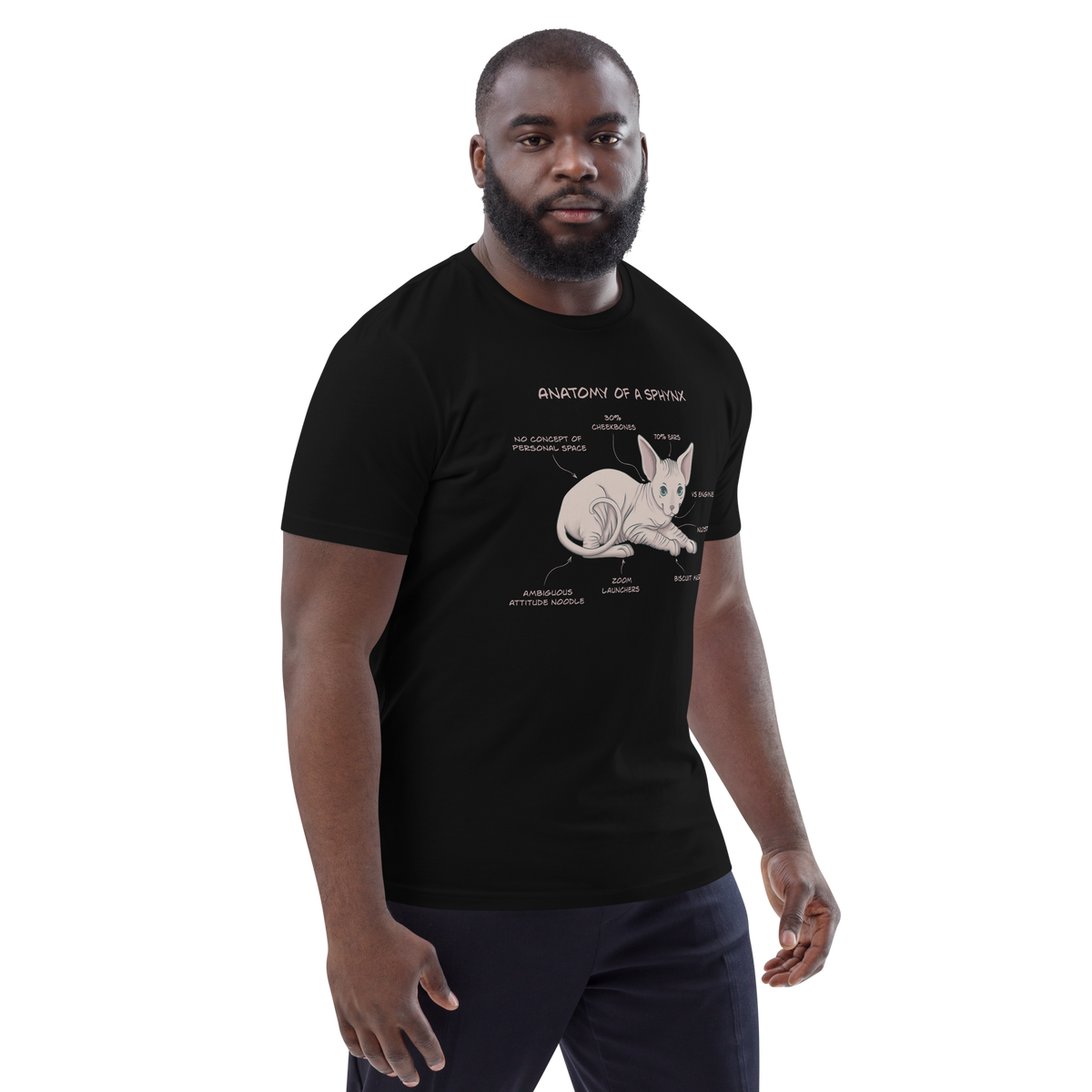 "ANATOMY OF A SPHYNX" UNISEX ORGANIC TEE by ReNewedPet