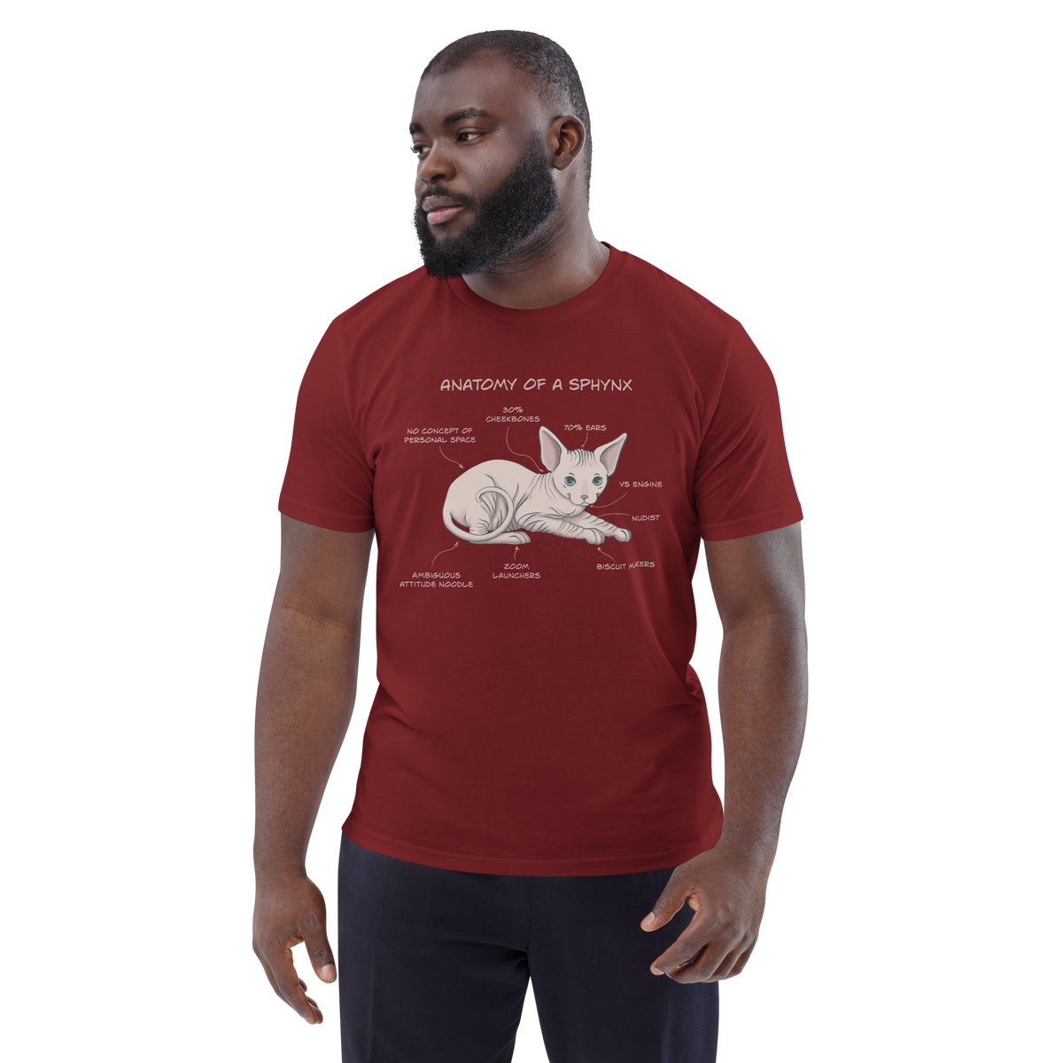 "ANATOMY OF A SPHYNX" UNISEX ORGANIC TEE by ReNewedPet