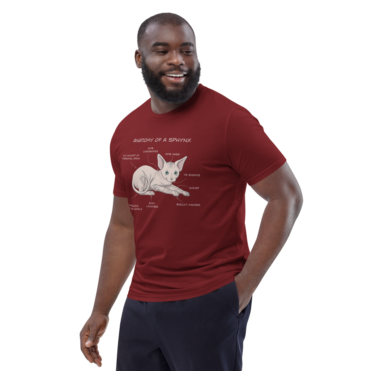 "ANATOMY OF A SPHYNX" UNISEX ORGANIC TEE by ReNewedPet