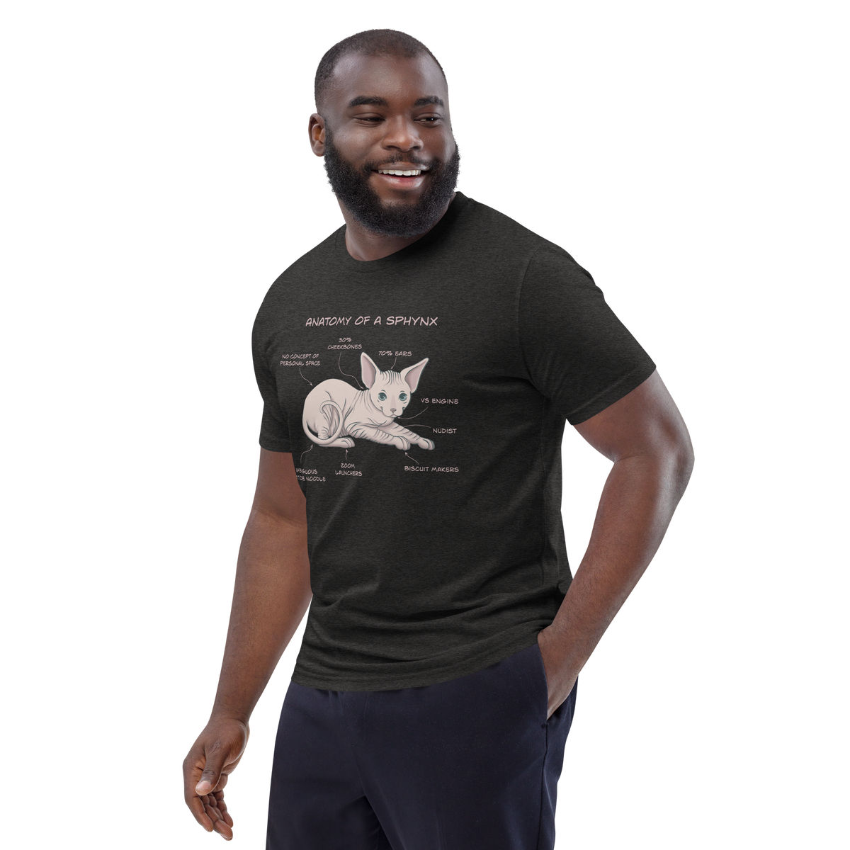 "ANATOMY OF A SPHYNX" UNISEX ORGANIC TEE by ReNewedPet