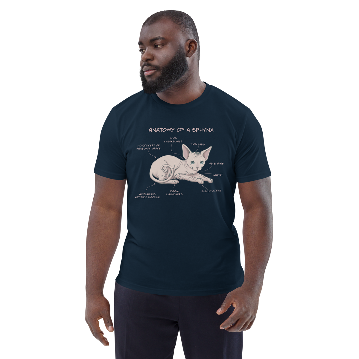 "ANATOMY OF A SPHYNX" UNISEX ORGANIC TEE by ReNewedPet