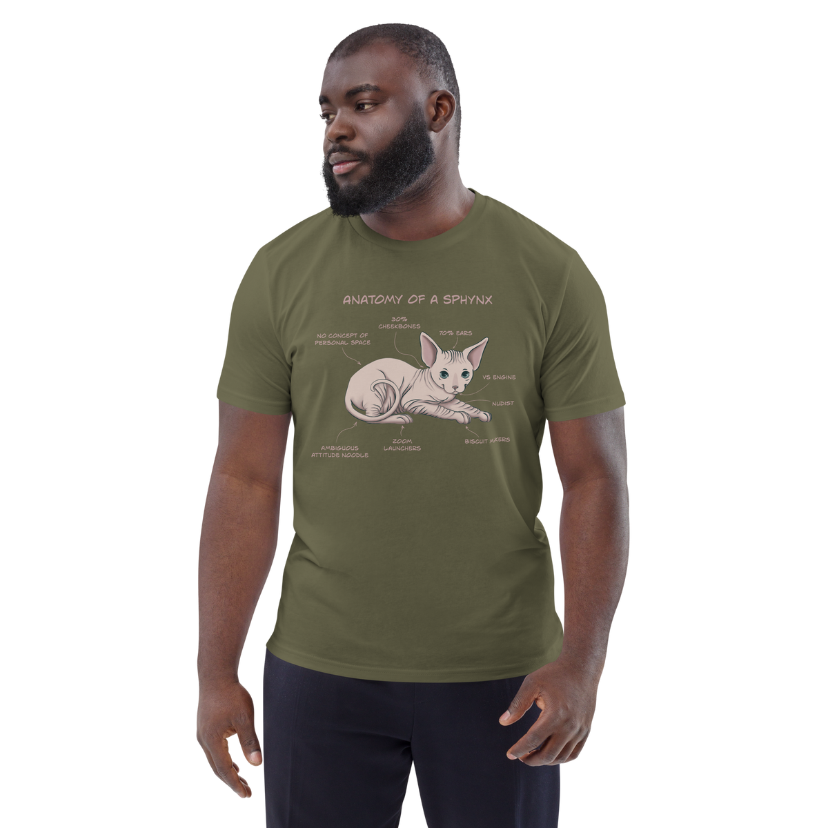 "ANATOMY OF A SPHYNX" UNISEX ORGANIC TEE by ReNewedPet