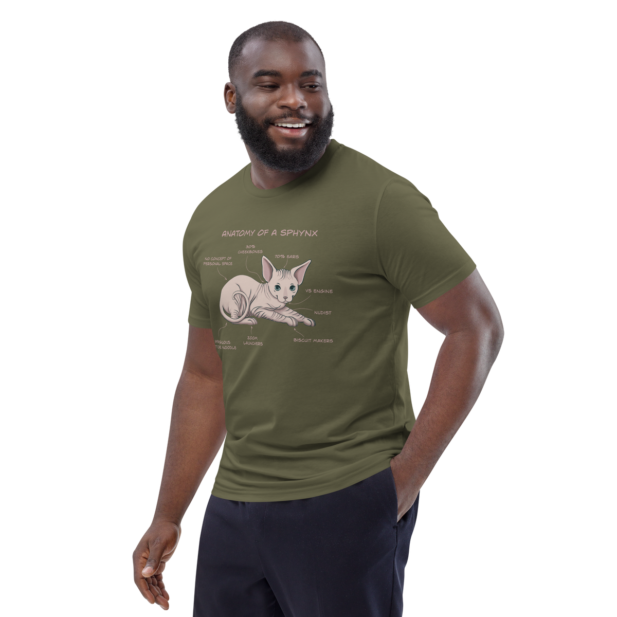 "ANATOMY OF A SPHYNX" UNISEX ORGANIC TEE by ReNewedPet