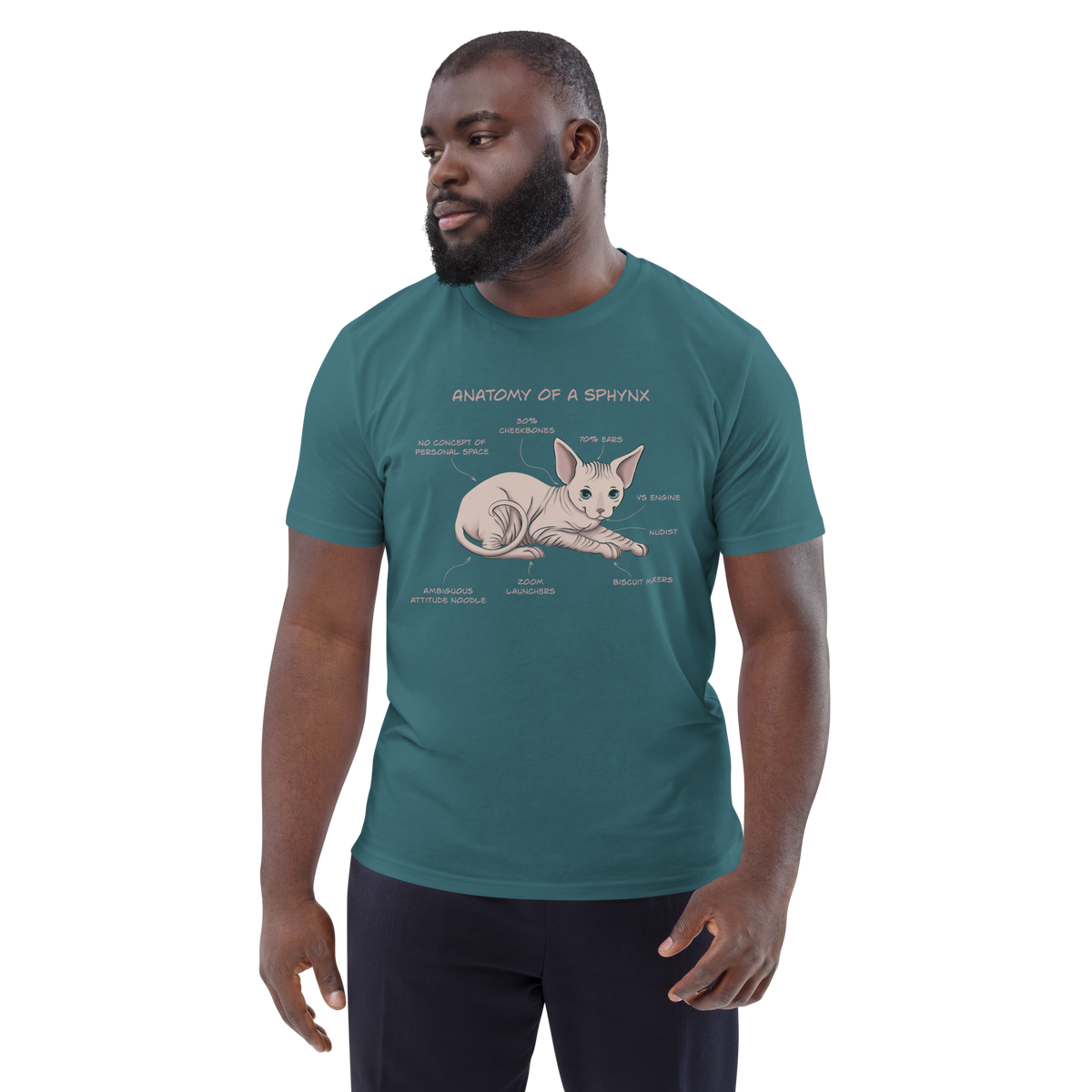 "ANATOMY OF A SPHYNX" UNISEX ORGANIC TEE by ReNewedPet