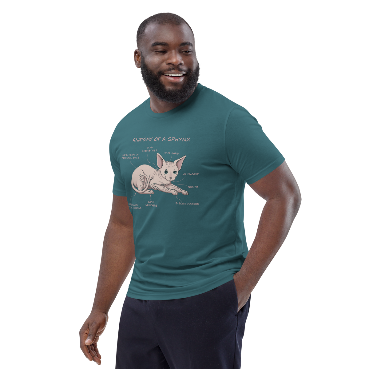 "ANATOMY OF A SPHYNX" UNISEX ORGANIC TEE by ReNewedPet