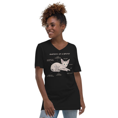 "ANATOMY OF A SPHYNX" WOMAN'S V-NECK TEE by ReNewedPet