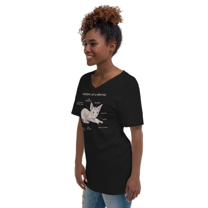 "ANATOMY OF A SPHYNX" WOMAN'S V-NECK TEE by ReNewedPet