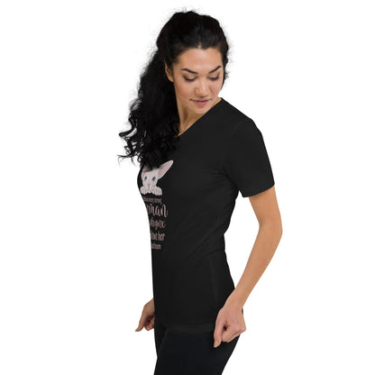 "BEHIND EVERY WOMAN"... SPHYNX V-NECK TEE by ReNewedPet