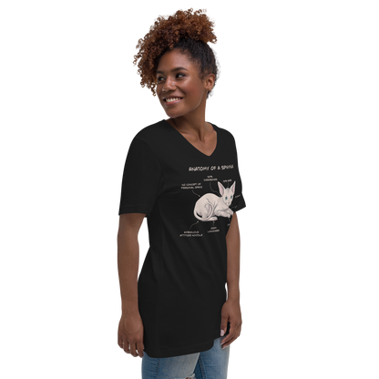"ANATOMY OF A SPHYNX" WOMAN'S V-NECK TEE by ReNewedPet
