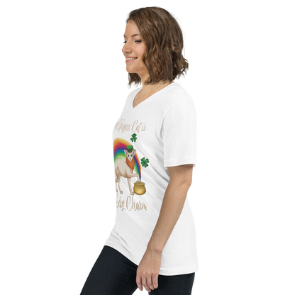 "MY SPHYNX CAT IS MY LUCKY CHARM" - V-NECK UNISEX TEE by ReNewedPet