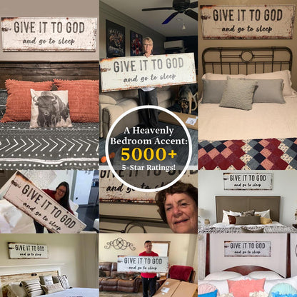 Give It to God and Go to Sleep – Rustic Christian Wall Art for Peaceful Nights by Tailored Canvases