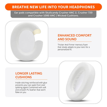 Upgraded Skullcandy Crusher ANC 2, Crusher 720 and Crusher 1080 ANC Earpads - WC PadZ Crusher ANC 2Ear PadsTorqelo.com