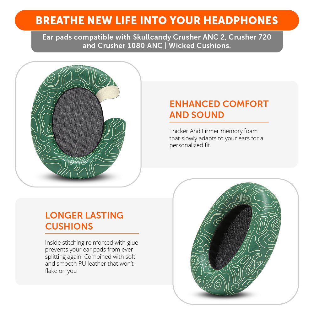 Upgraded Skullcandy Crusher ANC 2, Crusher 720 and Crusher 1080 ANC Earpads - WC PadZ Crusher ANC 2Ear PadsTorqelo.com