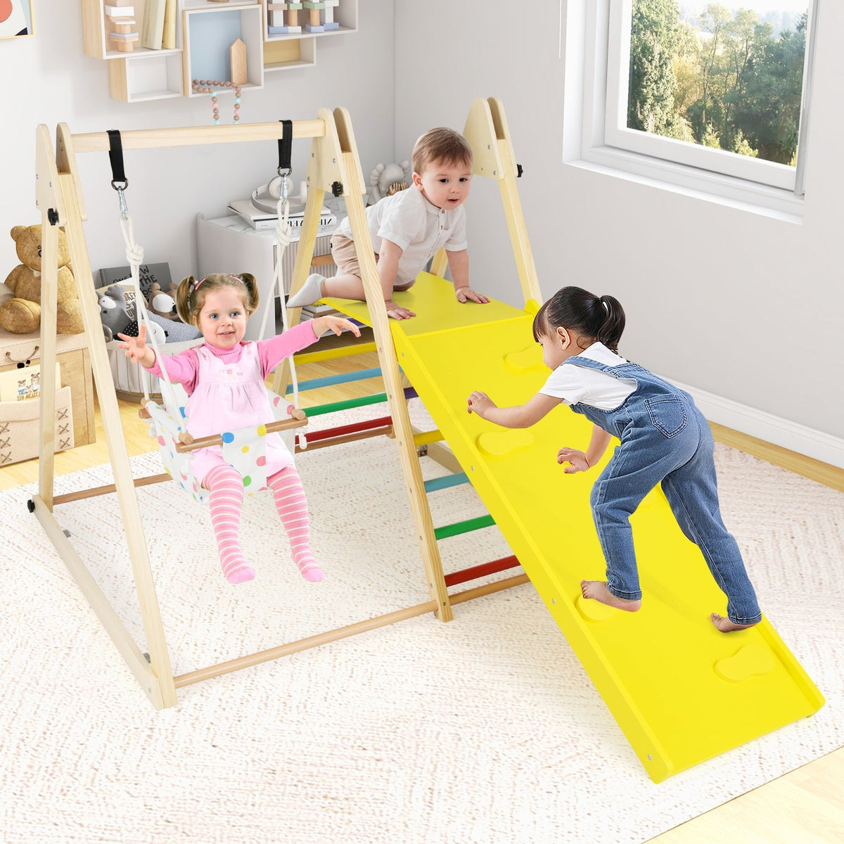4-in-1 indoor jungle gym with baby swing and ramp by GBruno Store, view 2