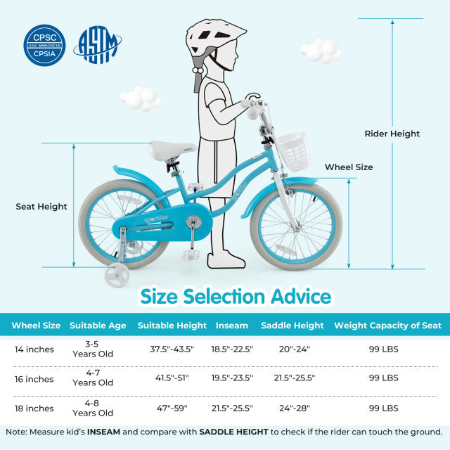 18 inch blue kids bike with helmet and protective set by GBruno Store, view 5