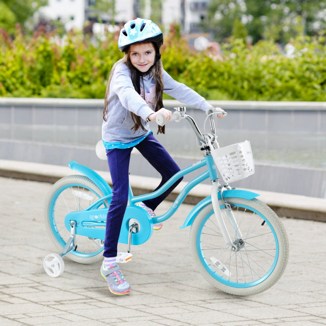 18 inch blue kids bike with helmet and protective set by GBruno Store