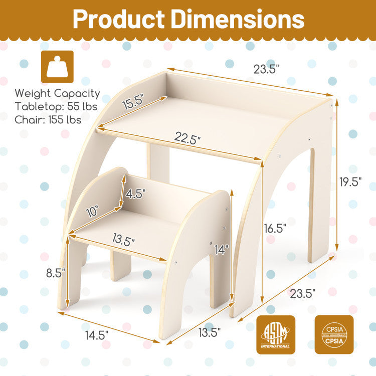 Kids Table and Chair Set with Tree Bookshelf Organizer by GBruno Store