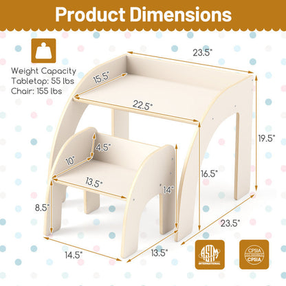 Kids Table and Chair Set with Tree Bookshelf Organizer by GBruno Store