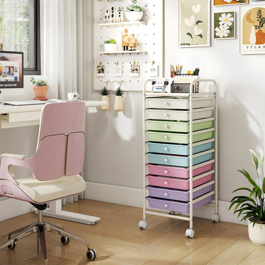 DirectDeals 10-drawer rolling storage cart with locking wheels