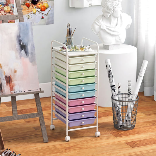DirectDeals 10-drawer rolling storage cart with locking wheels, view 2