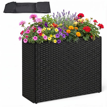 Raised Garden Bed with PE Rattan Wicker and Liner 32" by DirectDeals