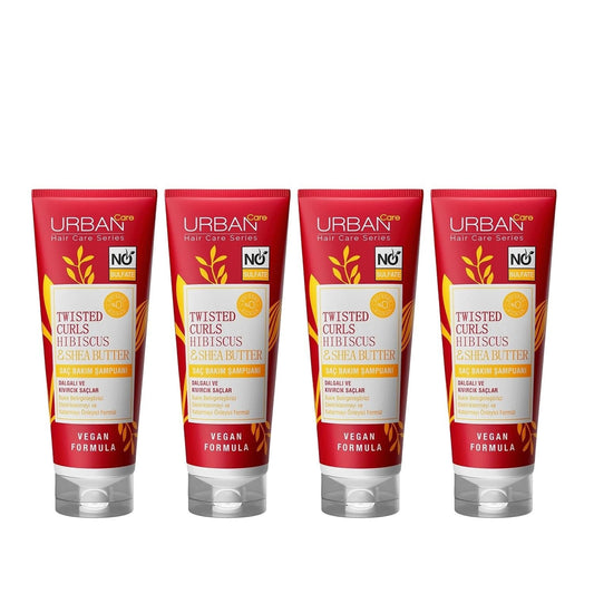 URBAN Care Sulfate-Free Shampoo for Curly Hair - Twisted Curls Hibiscus & Shea Butter 250ml x 4ShampooTorqelo.com