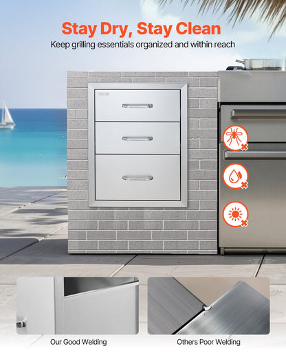 VEVOR 18x23 Inch Outdoor Kitchen Stainless Steel Triple Access BBQ by Lemon Thalassa