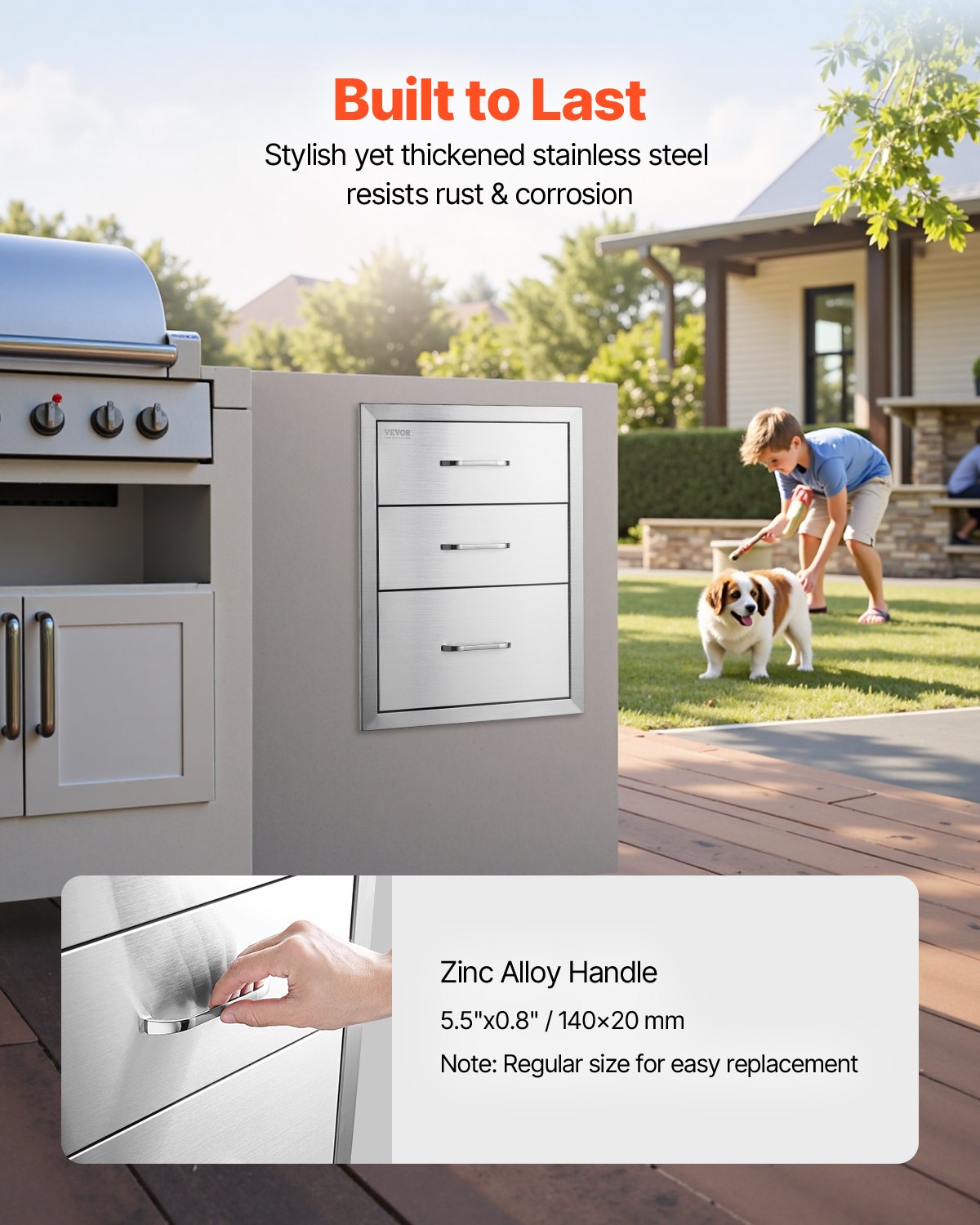 VEVOR 18x23 Inch Outdoor Kitchen Stainless Steel Triple Access BBQ by Lemon Thalassa