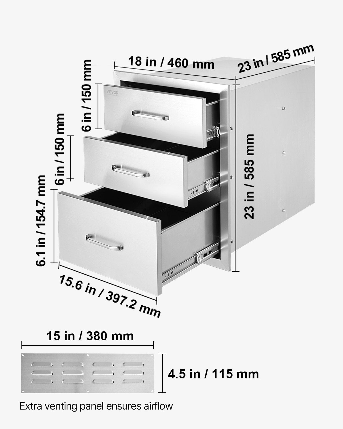 VEVOR 18x23 Inch Outdoor Kitchen Stainless Steel Triple Access BBQ by Lemon Thalassa
