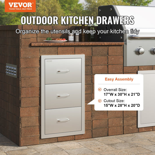 VEVOR 17W x 30H x 21D Inch Outdoor Kitchen Stainless Steel Double by Lemon Thalassa
