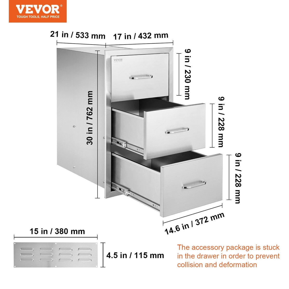 VEVOR 17W x 30H x 21D Inch Outdoor Kitchen Stainless Steel Double by Lemon Thalassa