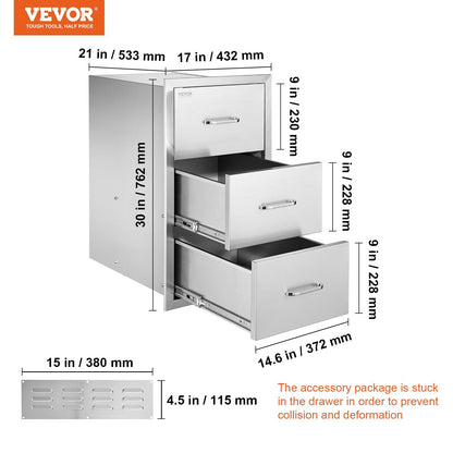 VEVOR 17W x 30H x 21D Inch Outdoor Kitchen Stainless Steel Double by Lemon Thalassa
