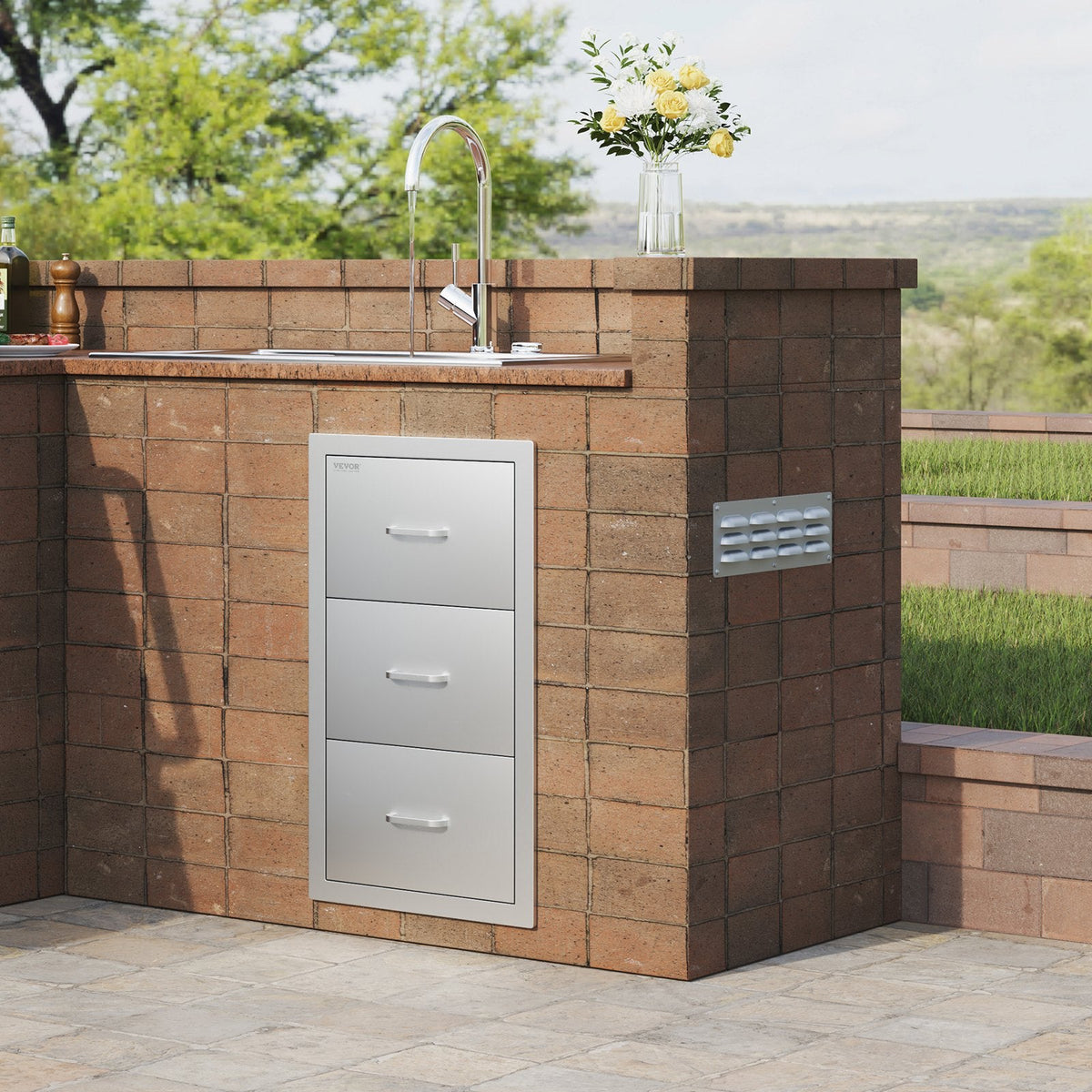 VEVOR 17W x 30H x 21D Inch Outdoor Kitchen Stainless Steel Double by Lemon Thalassa