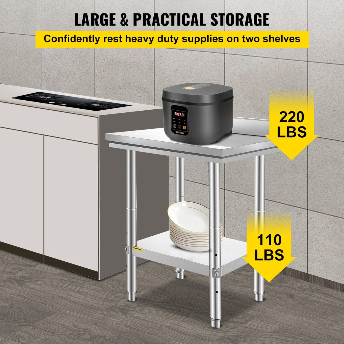 VEVOR 24 x 24 x 35 Inch Stainless Steel Work Table, Commercial Food by Lemon Thalassa