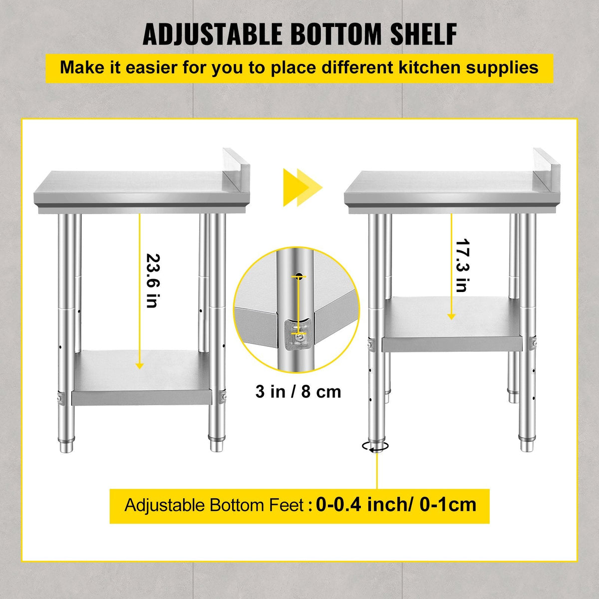 VEVOR 24 x 24 x 35 Inch Stainless Steel Work Table, Commercial Food by Lemon Thalassa