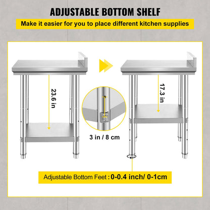 VEVOR 24 x 24 x 35 Inch Stainless Steel Work Table, Commercial Food by Lemon Thalassa