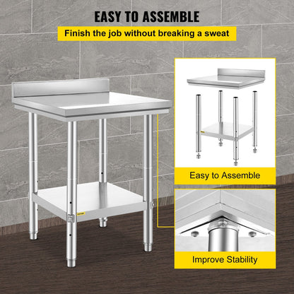 VEVOR 24 x 24 x 35 Inch Stainless Steel Work Table, Commercial Food by Lemon Thalassa